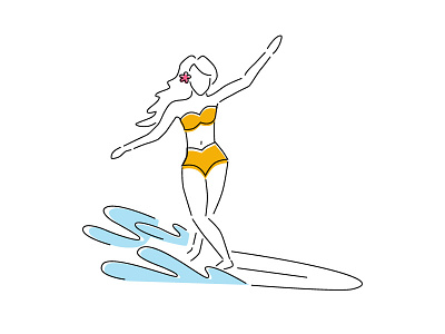 Surfer Girl design illustration line drawing