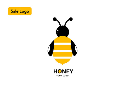 Bee flat vector. Honey. Your logo name. Sale logo animal bee character fly honey honey bee