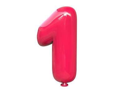 number one balloon style 3d cinema 4d first glossy number one red shiny th