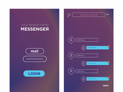 Korean messenger. Talk interface with chat boxes and icons abstract app branding business creative illustration interface korean line login messenger search template typography uidesign user ux web