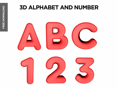 Free 3d Alphabet and number mockup