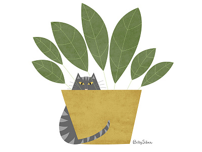 Invisible cat character design cute funny humor illustration plant vector