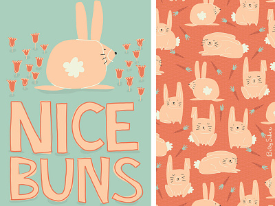 Nice Buns bunny character design design easter flowers illustration pattern rabbit repeat stationery surface vector