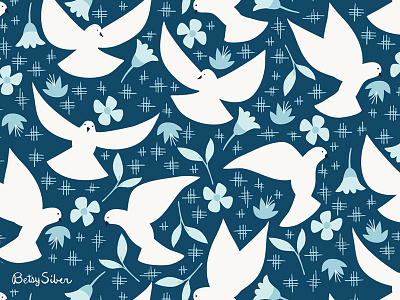 Peaceful Tidings bird dove floral holiday peace repeat pattern surface pattern winter