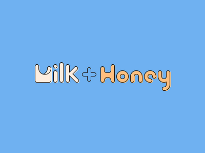 Milk + Honey Horizontal Wordmark branding design lettering logo type typography vector wordmark