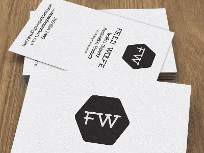 Fred Wolfe Branding: Business Cards business card card logo minimal