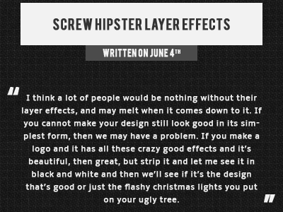 Screw Hipster Layer Effects - A Blog Post blog effects hipster layers minimal post screw writing