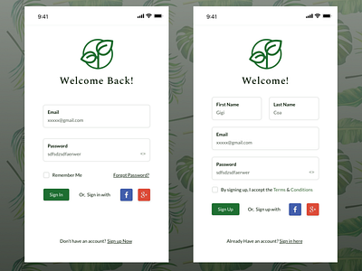 Sign Up Page create account dailyui green app input login sign in signup welcome page