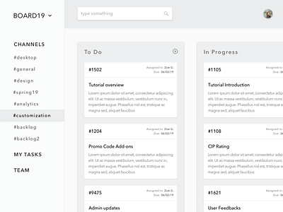 Grayscale Wireframe for Management Board