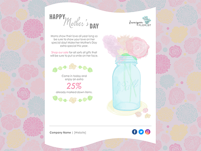 Mother's Day Card email email template flowers illustration mason jar mother mothers day vector