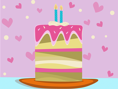 Cake! birthday cake hearts illustrator vector