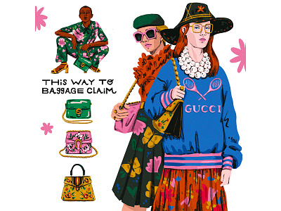 Gucci Fashion Illustration editorial editorial illustration fashion fashion illustration illustration people pink procreate