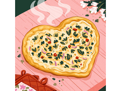 Valentine's Day Pizza drawing food heart shaped pizza illustration pizza procreate valentines day