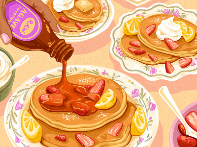 Pancake Feast: Breakfast #2 breakfast digital art digital drawing drawing food hero illustration illustration pancake pancakes procreate