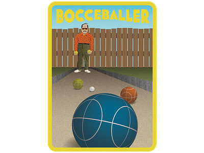 Bocce Baller ball bocce digital fence illustration illustrator man retro sports