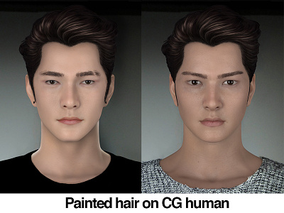 Painted Hair on CG human brushes cg human painting photoshop realism