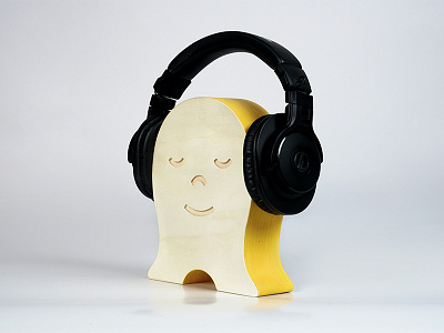 The Happy Headphone Holder design product sculpture toy wood