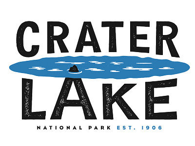 Crater Lake Poster Reject concept illustration national park poster reject type hike typography