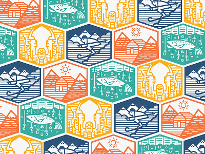 Backyard Pattern beer colors design graphic design grid hexagons icons montana nature outdoors outside pattern