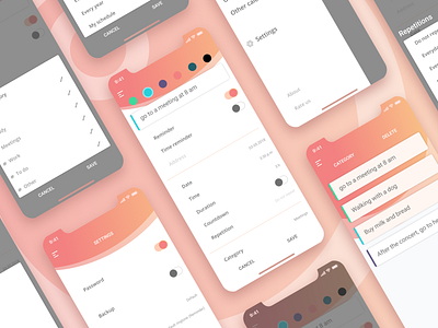 Mobile App - Calendar and Notes 2019 trend calendar clean design gradient iphone x mobile mobile app notes ui ui ux