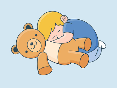 Friends 😴 bear design digital drawing flat illustration kid night sleep sleeping teddy uidesign vector