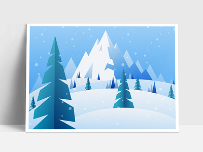 Christmas Card ❄️🎄 advent card christmas design flat graphic illustration landscape mountains snow trees