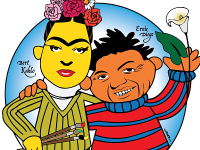 Bert Kahlo and Ernie Diego design illustration