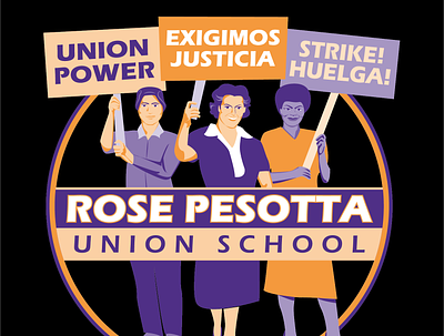 Rose Pesotta Union School branding design illustration logo