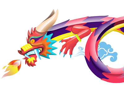 Dragon And Clouds affinity designer china chinese new year design dragon fire flame myth