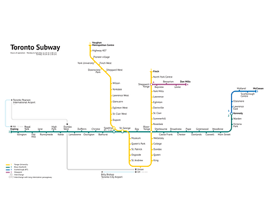 Toronto Subway — 2019 [Unofficial] canada map navigation scheme subway toronto transportation design ttc