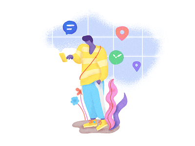 Searching the map appointment illustration map phone search