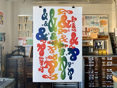 Ampersand Letterpress Print ampersands design fun graphic design letterpress letters poster rainbow