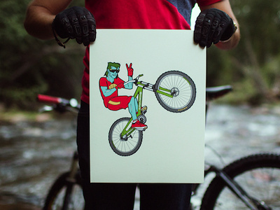 2013 Denver Artcrank Poster artcrank bicycle captain planet colorado denver mountain bike mullet poster wheelie