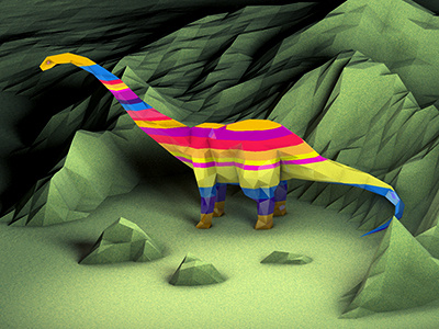 Apatosaurus 3d c4d colorado dino a day dinosaurs lighting low poly modeling mountains rainbow render super fresh