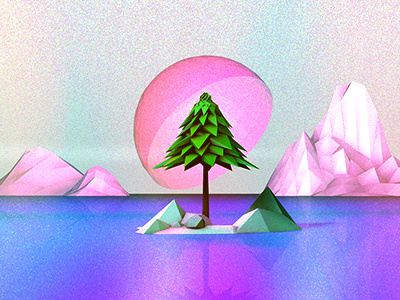 Evergreen 3d c4d low poly nature noise render