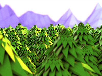 Evergreen Forest 3d c4d dof low poly lowpoly mountains nature render