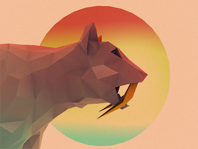 saber-toothed cat 3d c4d dino dino a day lowpoly render