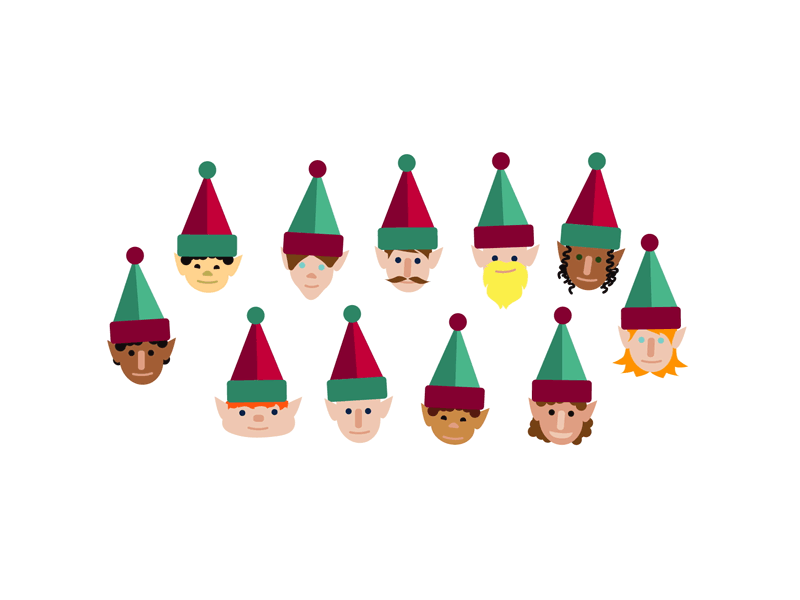 elf dudes assemble animation blink christmas elf elves gif holiday loop puppet stocking