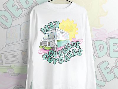 Deb's Curbside Cupcakes cupcakes food truck graphic design hand drawn tshirt design