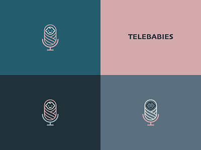 Logo Design for Telebabies 2d app baby branding cute design flat icon identity infant label line line art logo mark microphone minimal pun typography vector