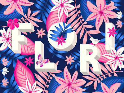 Flori custom letter design flowers illustration lettering type typography art vibrant colors
