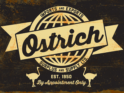 Ostrich Imports Sign branding illustration logo typography