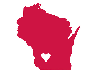 We love Wisconsin! button heart red shitty barn state wisconsin