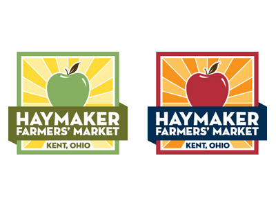 Haymaker Farmers' Market. apple blue green orange rays red vector yellow