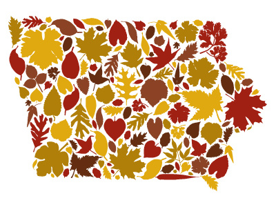 Falling for Iowa brown fall iowa leaf leaves map orange red state vector