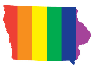 Iowa pride! blue green iowa map orange postcard print purple red state vector yellow