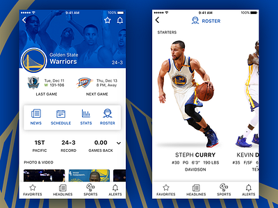 Sports App Concept app basketball design golden state ios kevin durant sports steph curry ui ux warriors