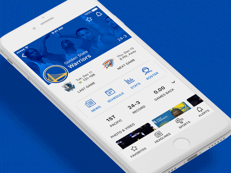 Sports App - Roster and Profile animation app basketball design golden state ios kevin durant sports steph curry ui ux warriors