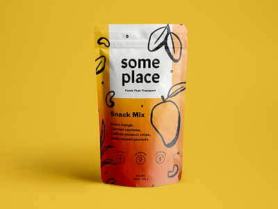 Someplace Foods – Indian Snack Mix brand identity branding identity design illustration packaging packagingdesign snack packaging snacks