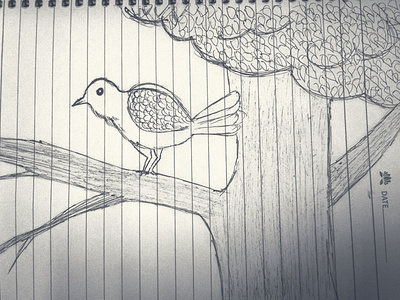 Nature Love bird ecofriendly freehand drawing go green nature love pencil drawing rough sketch tree